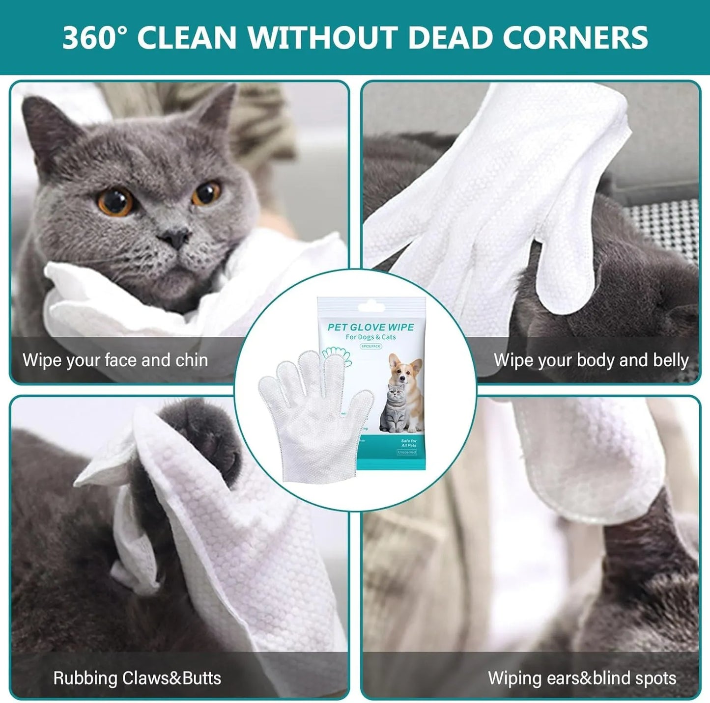 FurPure Pet Cleaning Gloves (Rinse-Free | 6-Pack)