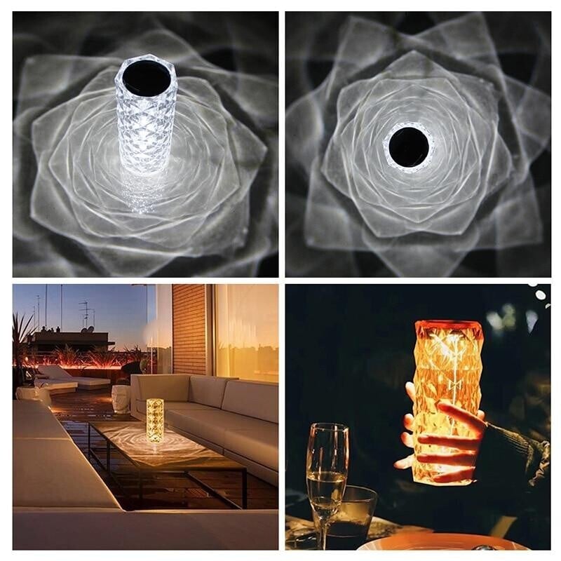 Diamond Rose Glow Table Lamp – 16 Colors
