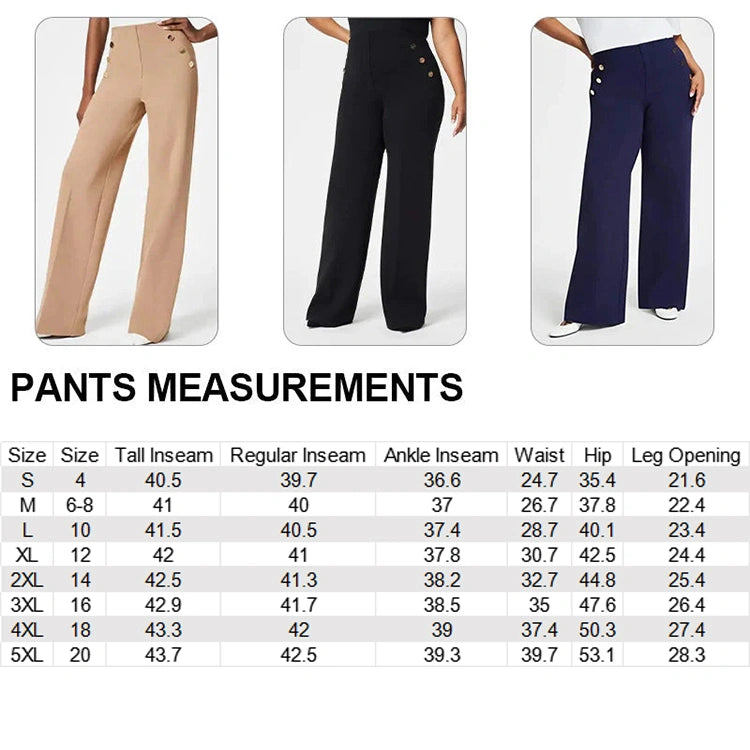 Eleglance™ High Stretch Wide-Leg Pants with Button Detail