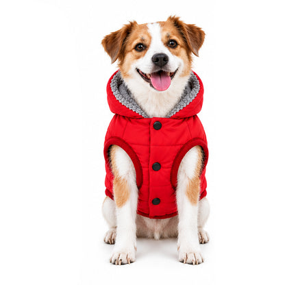 Fleece-Lined Dog Winter Coat with Hood