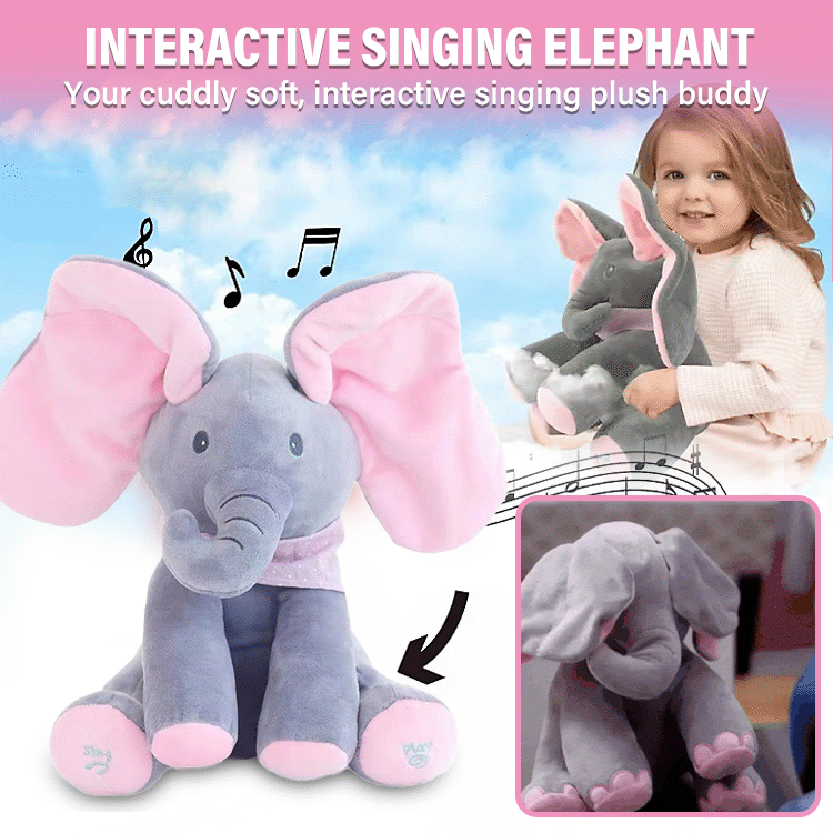 Peek-a-Boo Singing Elephant Plush Toy – Interactive Baby Gift