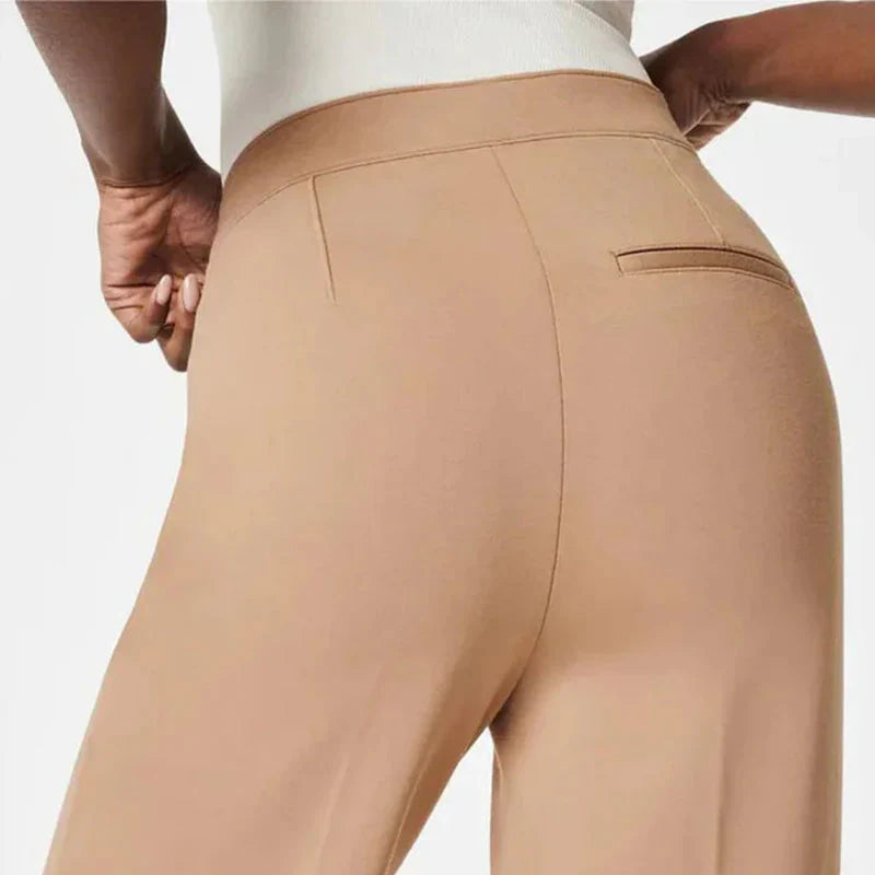 Eleglance™ High Stretch Wide-Leg Pants with Button Detail