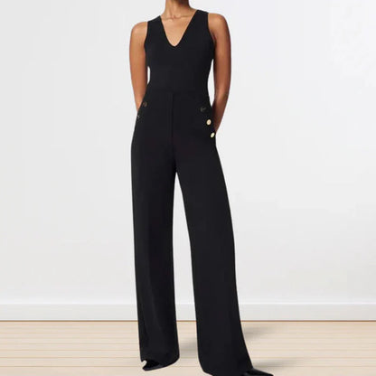 Eleglance™ High Stretch Wide-Leg Pants with Button Detail
