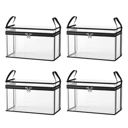 Large Clear Thick Plastic Storage Box with Hinged Lid
