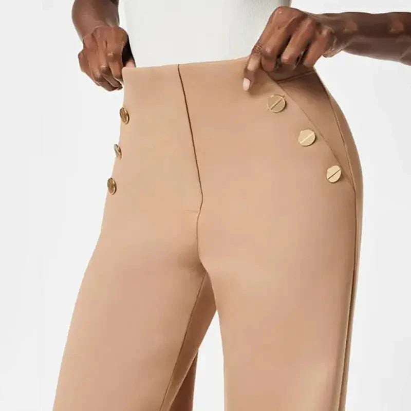 Eleglance™ High Stretch Wide-Leg Pants with Button Detail