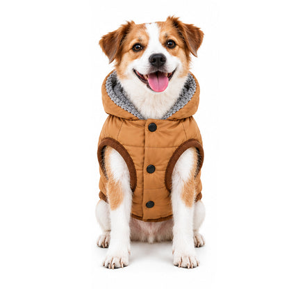 Fleece-Lined Dog Winter Coat with Hood