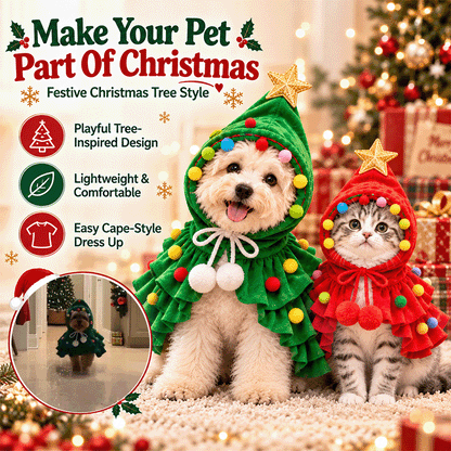 Christmas Tree Costume Cape for Small Dogs & Cats