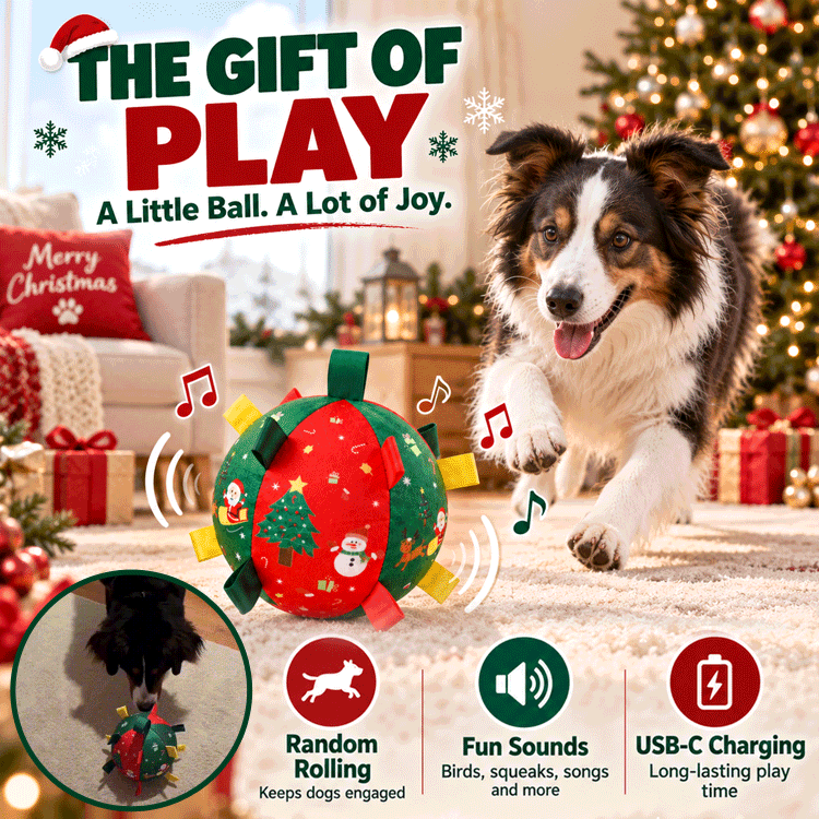 Large Rechargeable Christmas Interactive Dog Ball