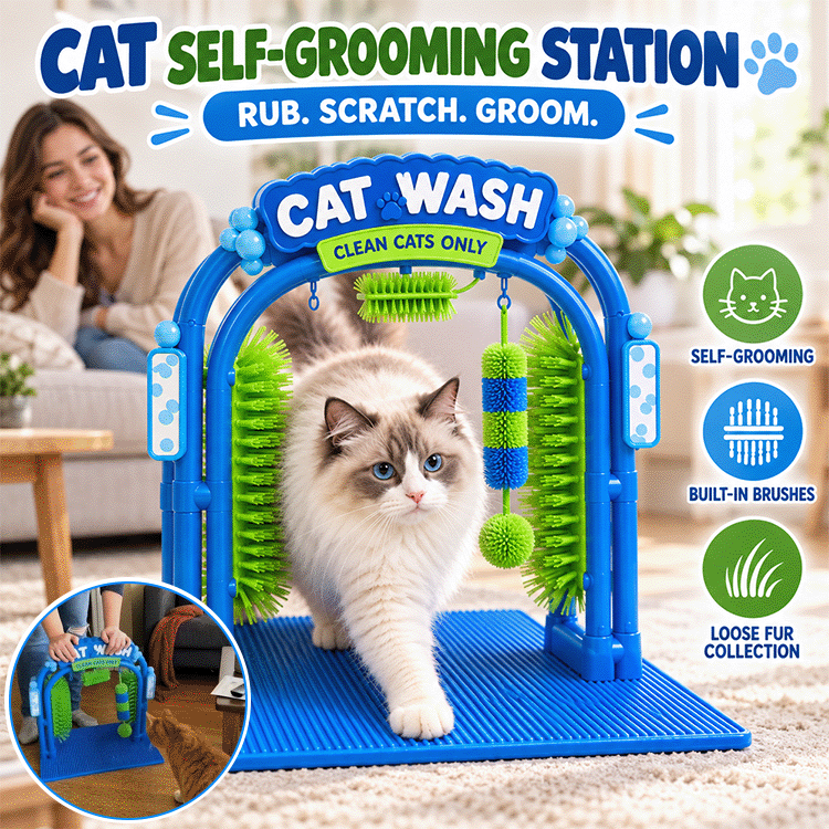 Cat Self-Grooming Brush Arch – Scratch, Rub & Shed Hair Collector