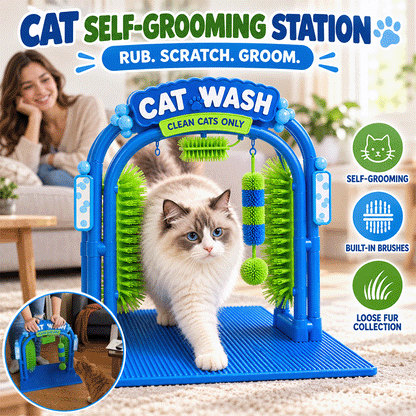 Cat Self-Grooming Brush Arch – Scratch, Rub & Shed Hair Collector
