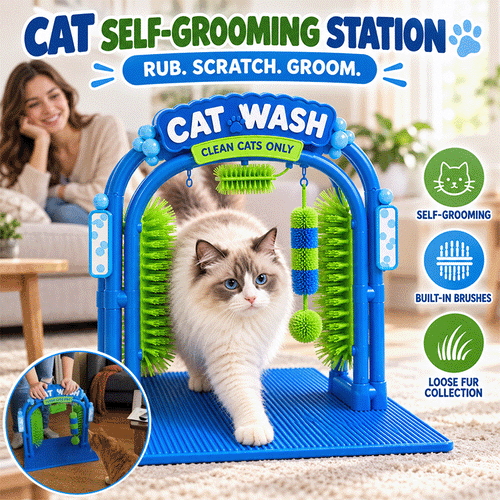 Cat Self-Grooming Brush Arch – Scratch, Rub & Shed Hair Collector