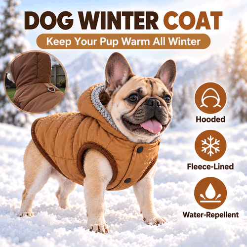 Fleece-Lined Dog Winter Coat with Hood