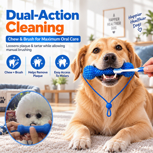 Dual-Action Dog Dental Chew Brush – 360° Teeth Cleaning & Gum Massage