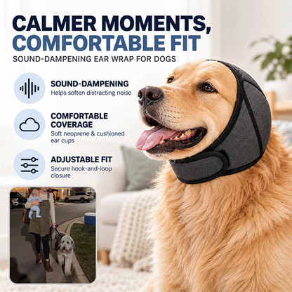 Sound-Dampening Dog Ear Wrap – Adjustable Neoprene Comfort Cover