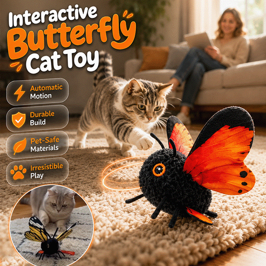 ⚡ LAST DAY 50% OFF | 🦋 Smart Sensing Flapping Butterfly Cat Toy – Realistic Chirping & Motion-Activated Play