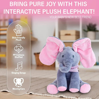 Peek-a-Boo Singing Elephant Plush Toy – Interactive Baby Gift