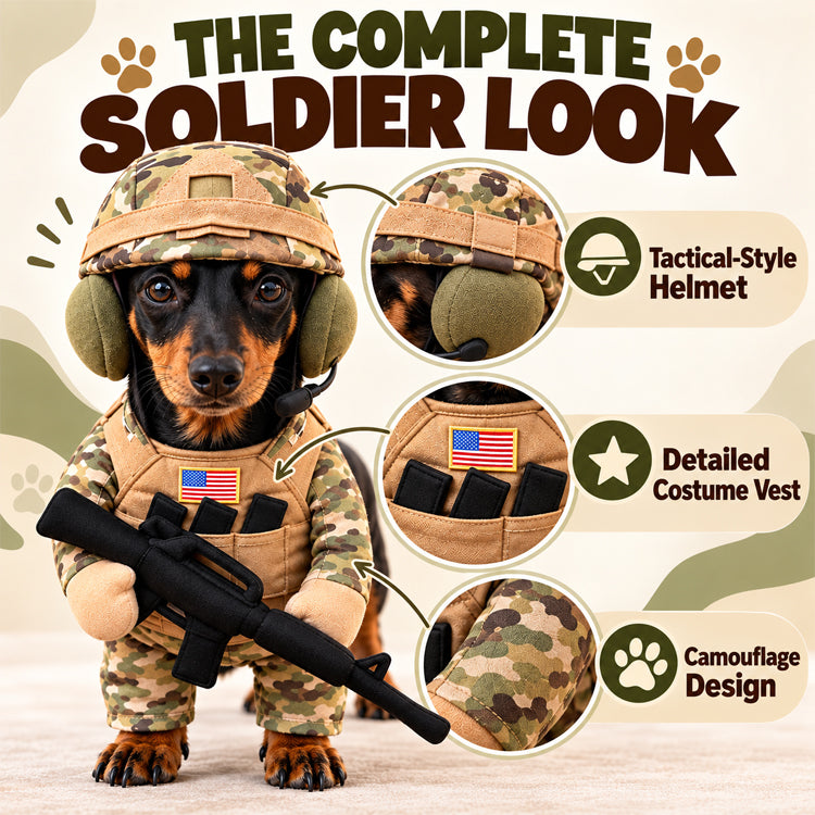 Military-Inspired Doggy Soldier Costume