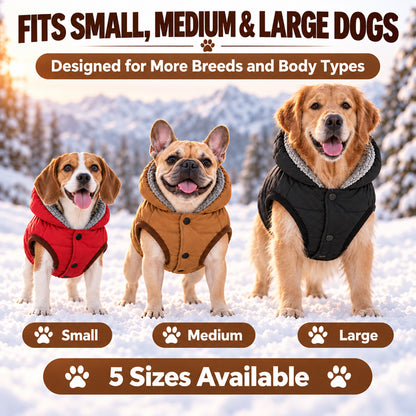 Fleece-Lined Dog Winter Coat with Hood