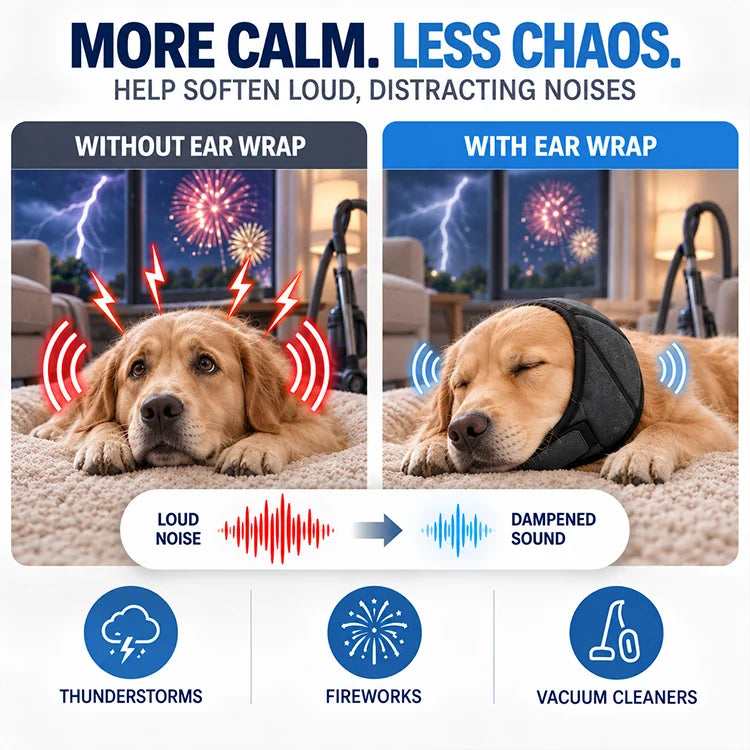 Sound-Dampening Dog Ear Wrap – Adjustable Neoprene Comfort Cover