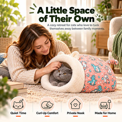 2-in-1 Plush Cat Burrow Bed
