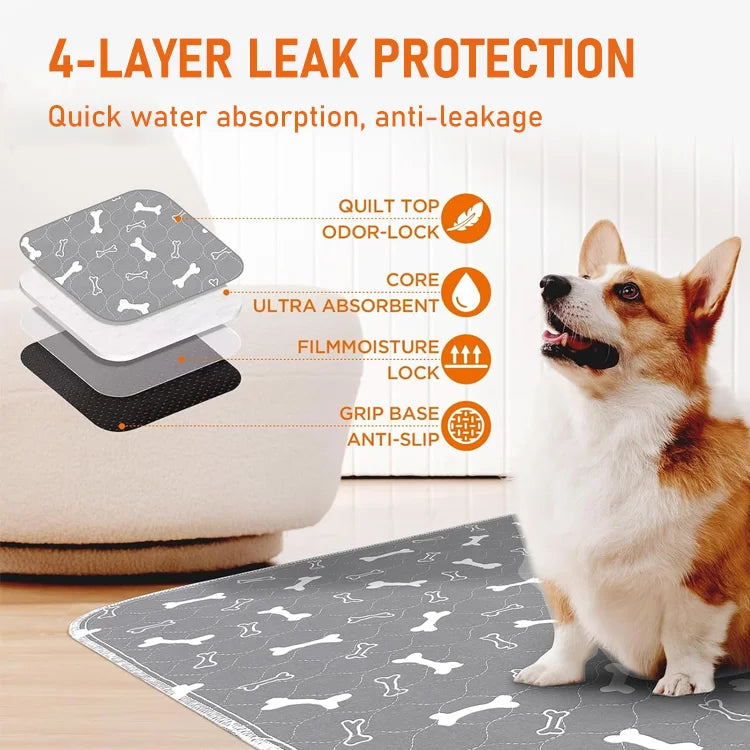 Washable Waterproof Dog Pee Pad — Soft, Absorbent & Leak-Proof