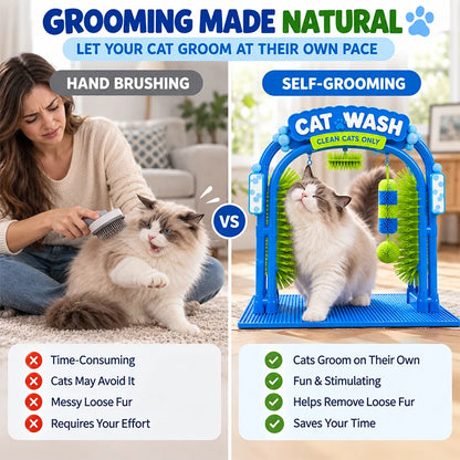 Cat Self-Grooming Brush Arch – Scratch, Rub & Shed Hair Collector