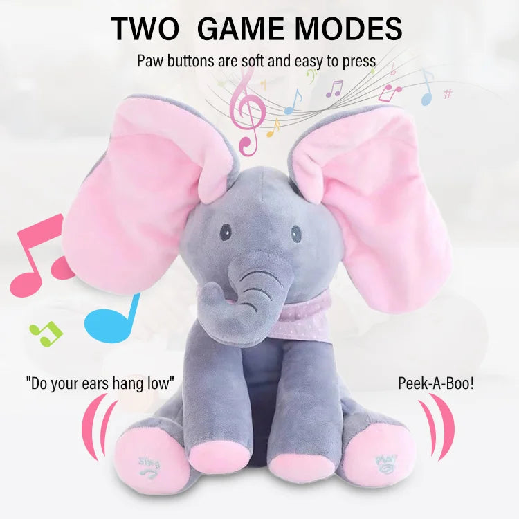 Peek-a-Boo Singing Elephant Plush Toy – Interactive Baby Gift