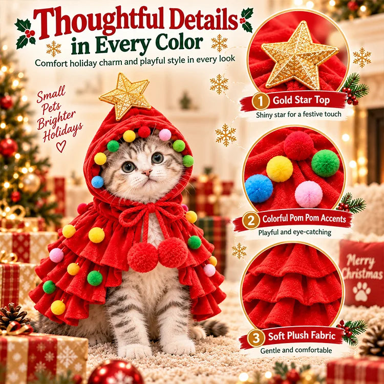 Christmas Tree Costume Cape for Small Dogs & Cats