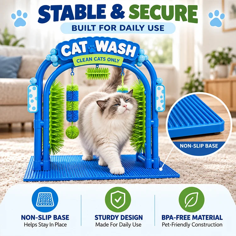 Cat Self-Grooming Brush Arch – Scratch, Rub & Shed Hair Collector