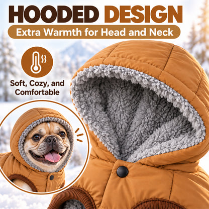 Fleece-Lined Dog Winter Coat with Hood