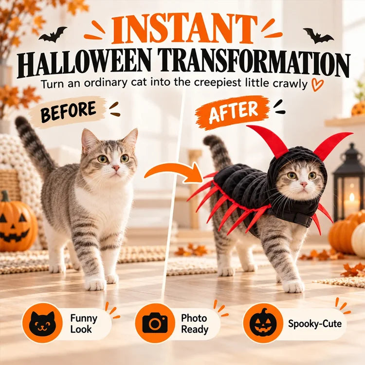 Giant Centipede Halloween Cat Costume