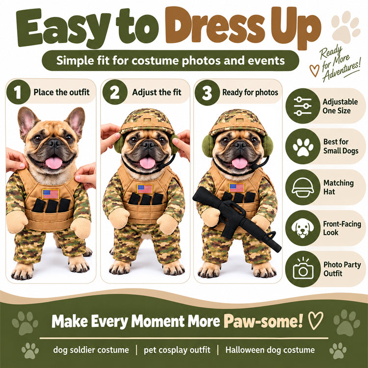 Military-Inspired Doggy Soldier Costume