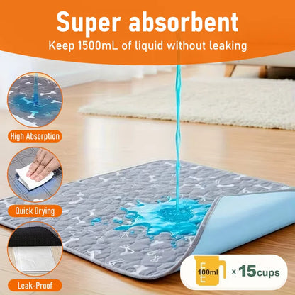 Washable Waterproof Dog Pee Pad — Soft, Absorbent & Leak-Proof