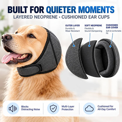 Sound-Dampening Dog Ear Wrap – Adjustable Neoprene Comfort Cover