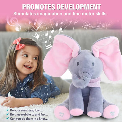 Peek-a-Boo Singing Elephant Plush Toy – Interactive Baby Gift