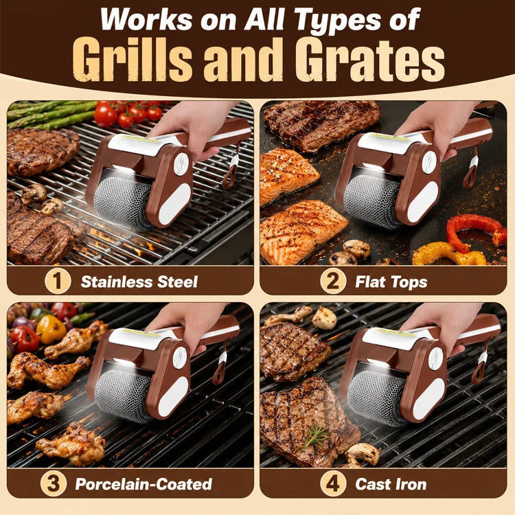 PowerSpin™ Cordless Electric Grill Cleaning Brush with LED Light