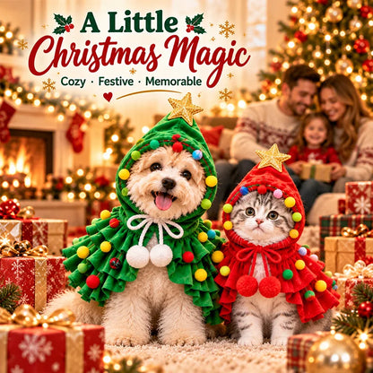 Christmas Tree Costume Cape for Small Dogs & Cats