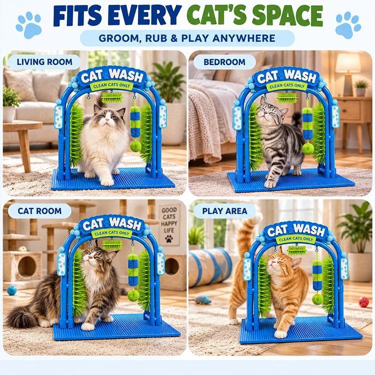Cat Self-Grooming Brush Arch – Scratch, Rub & Shed Hair Collector