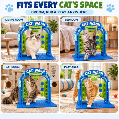 Cat Self-Grooming Brush Arch – Scratch, Rub & Shed Hair Collector