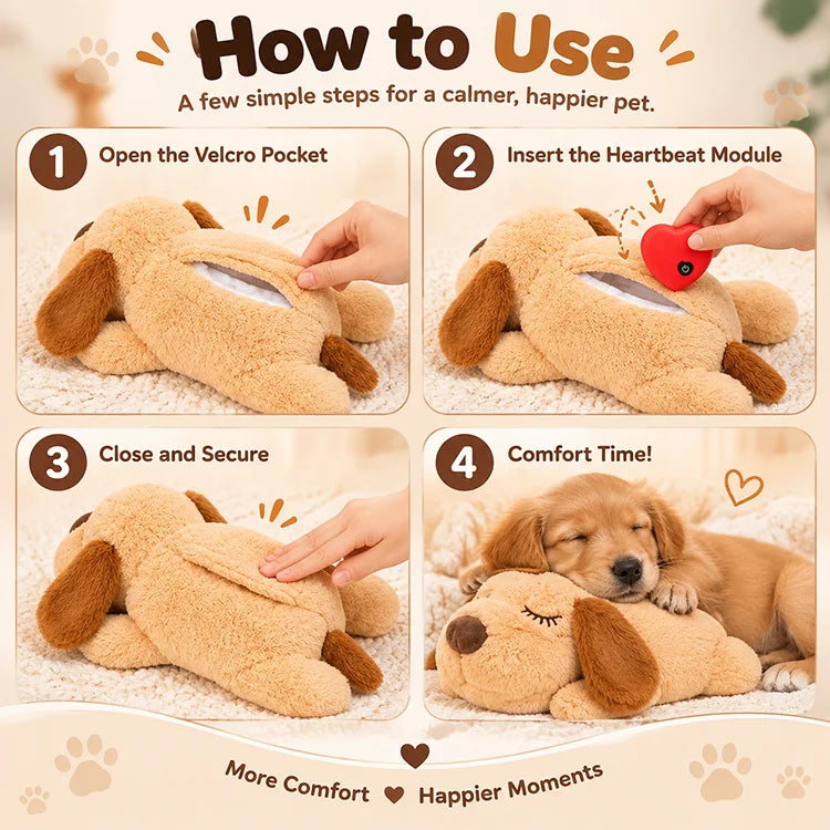 Heartbeat Comfort Puppy Plush – Calming Companion for Crate, Sleep & Alone Time