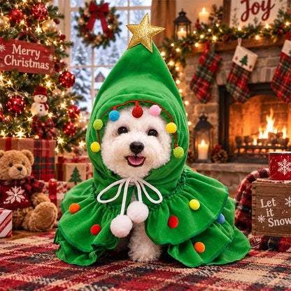 Christmas Tree Costume Cape for Small Dogs & Cats