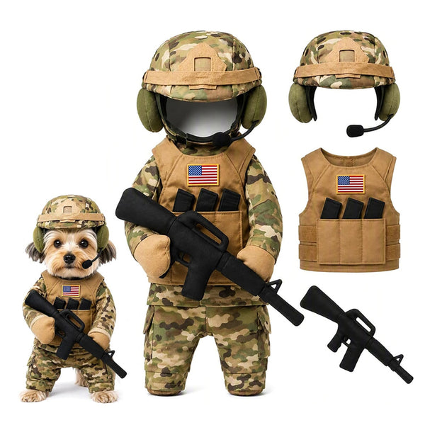 Military-Inspired Doggy Soldier Costume