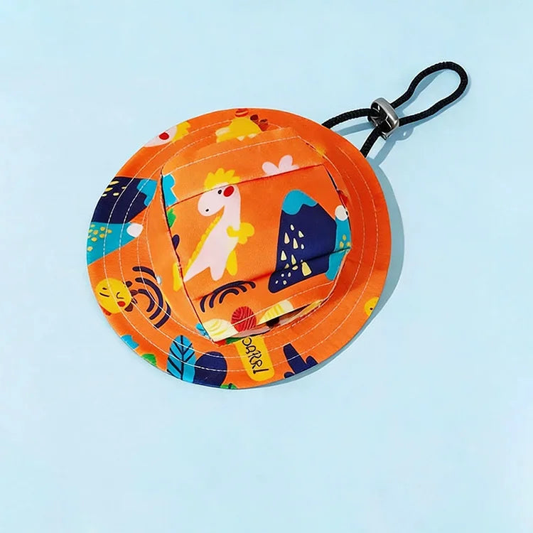 Kawaii Pet Sun Hat – Ear-Friendly Wide-Brim Bucket Hat for Dogs & Cats