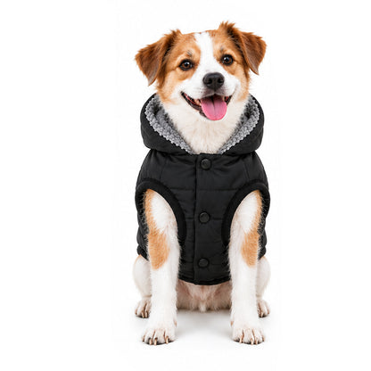 Fleece-Lined Dog Winter Coat with Hood