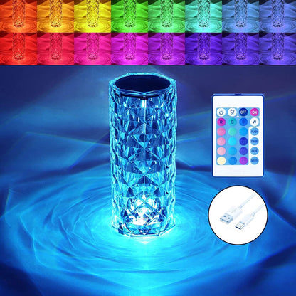Diamond Rose Glow Table Lamp – 16 Colors