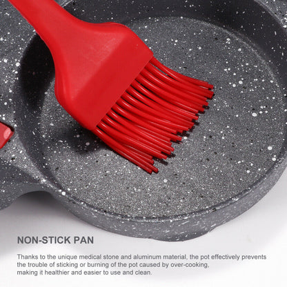 4 Hole Omelet Pan- Burger, Egg, Ham, Pancake Maker With Free Brush & Spatula