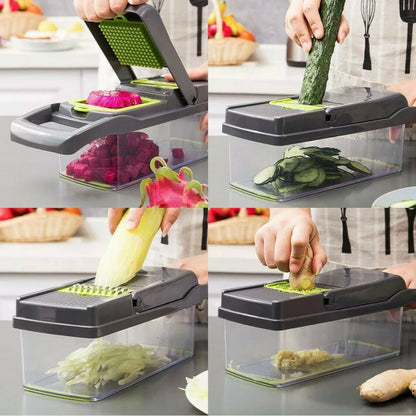 15-In-1 Vegetable Fruit Chopper, Cutter, Veggie Dicer Slicer With Container
